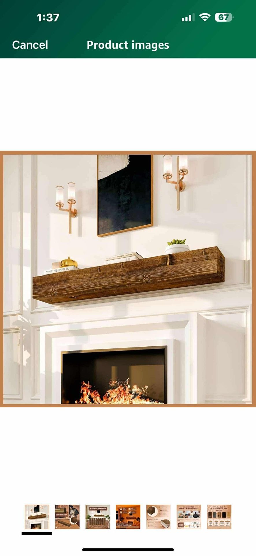 New in box Rustic Fireplace Mantle Shelf 60 Inches - Handcrafted Wood Mantles For Over Fireplace - Wall Mounted Farmhouse Fireplace Mantel Shelf - Flo