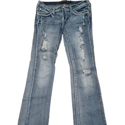 TwentyOne Black Distressed Low-rise Jeans