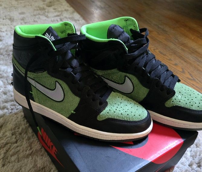 Air Jordan 1 High Air Black/Tomatillo GREEN Size 8