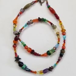 Necklace With Mixed Beads And Stones 