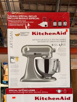 KitchenAid Artisan Series 5-Quart Tilt-Head Stand Mixer with Fresh Prep Slicer/Shredder Attachments Brand New In Box