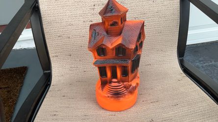 Vintage 1969 Empire Halloween orange scary haunted house blow molded light