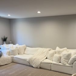 Sunset Trading Puff Collection 5PC Modular Sectional Sofa White - with Extra  grey covers $11k retail