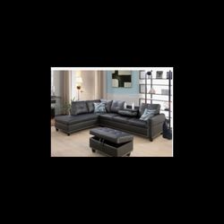 Black Sectional /Coffee Table LED Lights