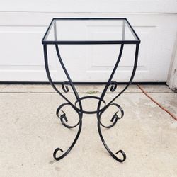 Vintage Wrought Iron Table With Glass Top