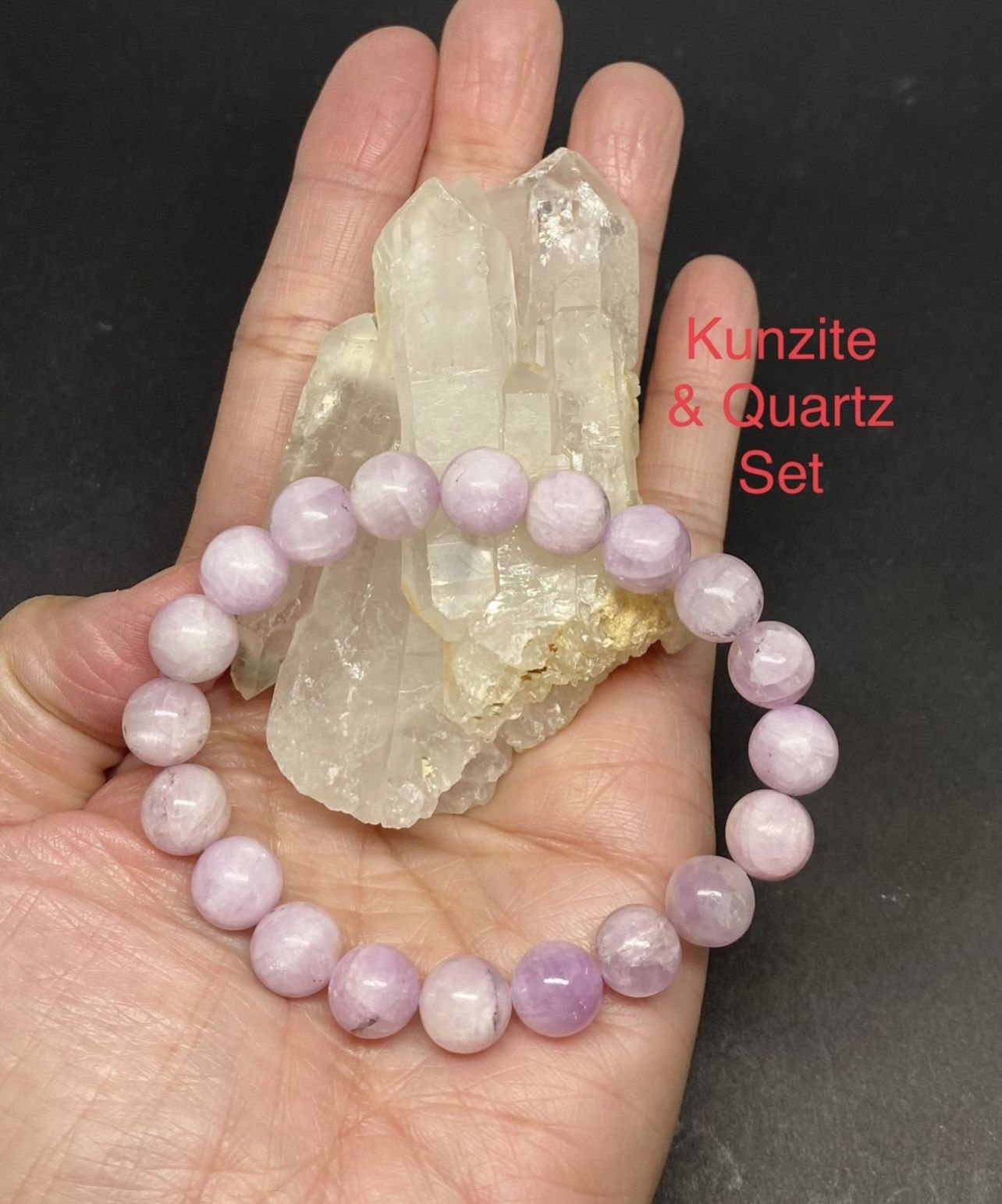 Kunzite Genuine Stone Bracelet & Quartz (119g 3in) Set