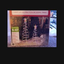 Holiday Time 2-Pack Light-Up LED  Multicolor Spiral Trees Outdoor Christmas Decorations