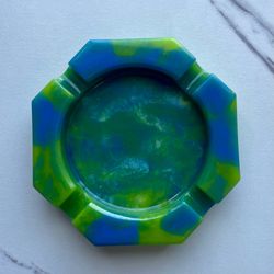 Blue & Green Ashtray Vintage Retro Collectible Decor