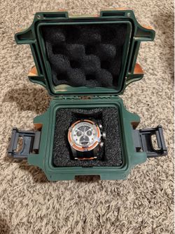 Men’s Invicta watch, black, silver, & orange