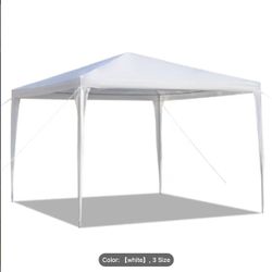 10 X 10ft – White Outdoor Canopy/ Tent Sun Shade Shelter, No Sidewalls PE Fabric Gazebo 