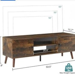 Stand for 55 60 inch TV, Modern Mid Century Entertainment Center with Storage, Brown