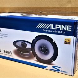 🚨 No Credit Needed 🚨 Alpine S2-S65 Car Speakers 6 1/2" 2-Way Coaxial Speaker System 240 Watts 🚨 Payment Options Available 🚨
