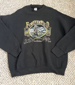 Vintage Fruit Of The Look Forever Wild Bear Nature Crewneck Sweater Size L