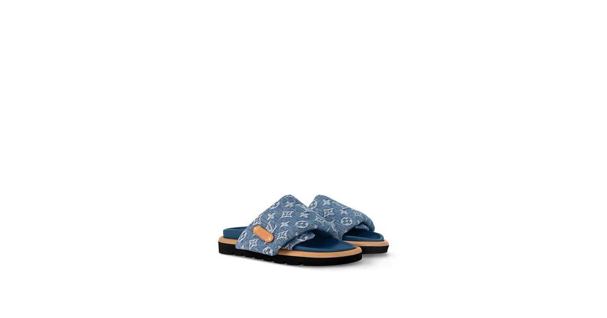 Louis Vuitton Pool Pillow Flat Comfort Mule Monogram In Blue Denim
