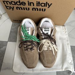 Miu Miu New Balance 530 Sl Suede Khaki Sneakers 