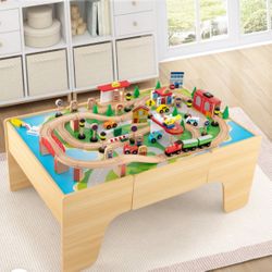 Wooden Train Table And Set