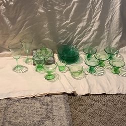 Uranium Glass Mostly Green Few Yellows! $200 all 1940s Federal Glass bowls&crocs, easy sellers/ gift