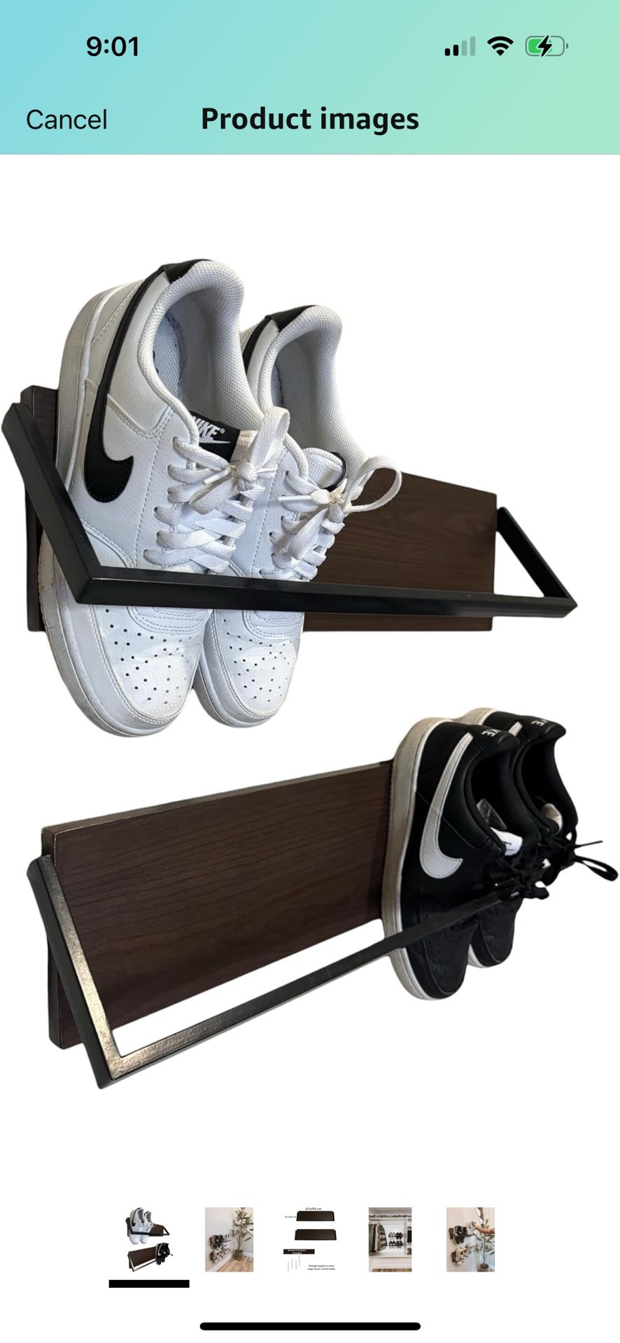 Wall Shoe Rack - Set of 2 Wall Mounted Shoe Organizers