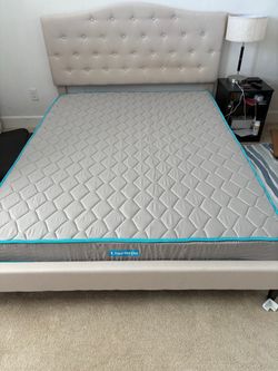 Linenspa Queen Size Mattress with Tufted Upholstered Bed Frame