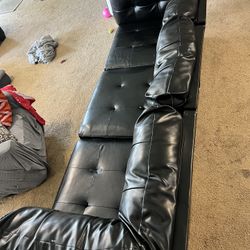  Black Faux Leather Sofa – Well-loved & Very Comfortable (Free to a good home)