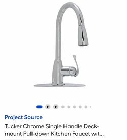 Tucker Chrome Single Handle Deck-mount Pull-down Kitchen Faucet with Sprayer (Includes Deck Plate)