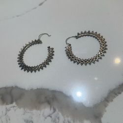 Silver Toned Boho Hoop Earrings 