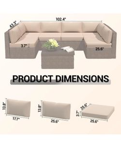 14-Piece Outdoor Replacement Cushions for Patio Furniture, for 6 seat sectional
