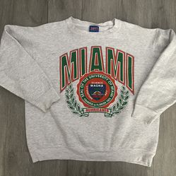 Vintage Miami Hurricanes Crewneck Sweatshirt Size Medium Made In USA