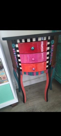 Hand Painted Table With 3 Drawers