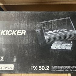 Kicker 11PXI50.2
Compact 2-channel amplifier and controller for iPod or iPhone — 25 watts RMS x 2 at 2 ohms