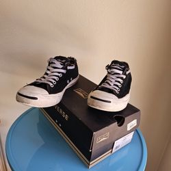 Size 7.5 - Converse Jack Purcell OX Low Black W Perfectly Worn Low Tops!