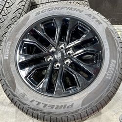 20” NEW BLACK 2025 Ford F150 wheels Pirelli ATR 275/60r20 tires 100%