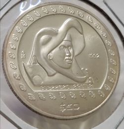 1992 Mexico 50 Pesos Guerrero Aguila (Eagle Warrior) 1/2 oz silver bullion coin.