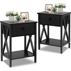 Black Rustic Nightstand Tables