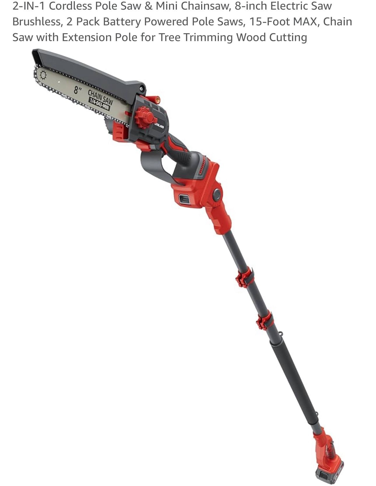 2-in-1 mini chainsaw and pole saw set, 2 batteries and charger, new: $