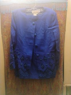 Vintage Demetrios Royal Blue 100% Wool Skirt Suit-Size 14
