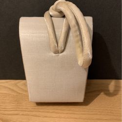 La Regale Small evening bag purse cream with Silvertones 5” x 3 1/2”