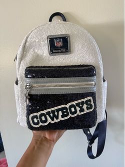 NWT Loungefly NFL Dallas Cowboys White & Navy Sequin Mini Backpack Rare Official