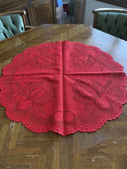Brand New Red Crochet Design Table Centerpiece 