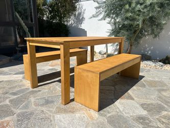 Outdoor table or dining set with benches, 100% Baltic birch solid wood