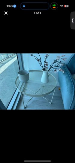 White Round Metal Wire Side Table