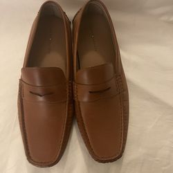 Tommy Hilfiger Men’s Brown Leather Loafers Amile Slip On Driver Shoes