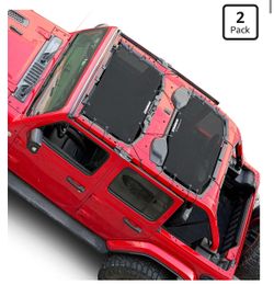JL Sun Shade Top Roof Compatible with Jeep Wrangler Sunshade Front+Rear 2pc Black, Mesh Sunroof, Fit 2018-Current JLU 4 door, Innovated Design, not Af