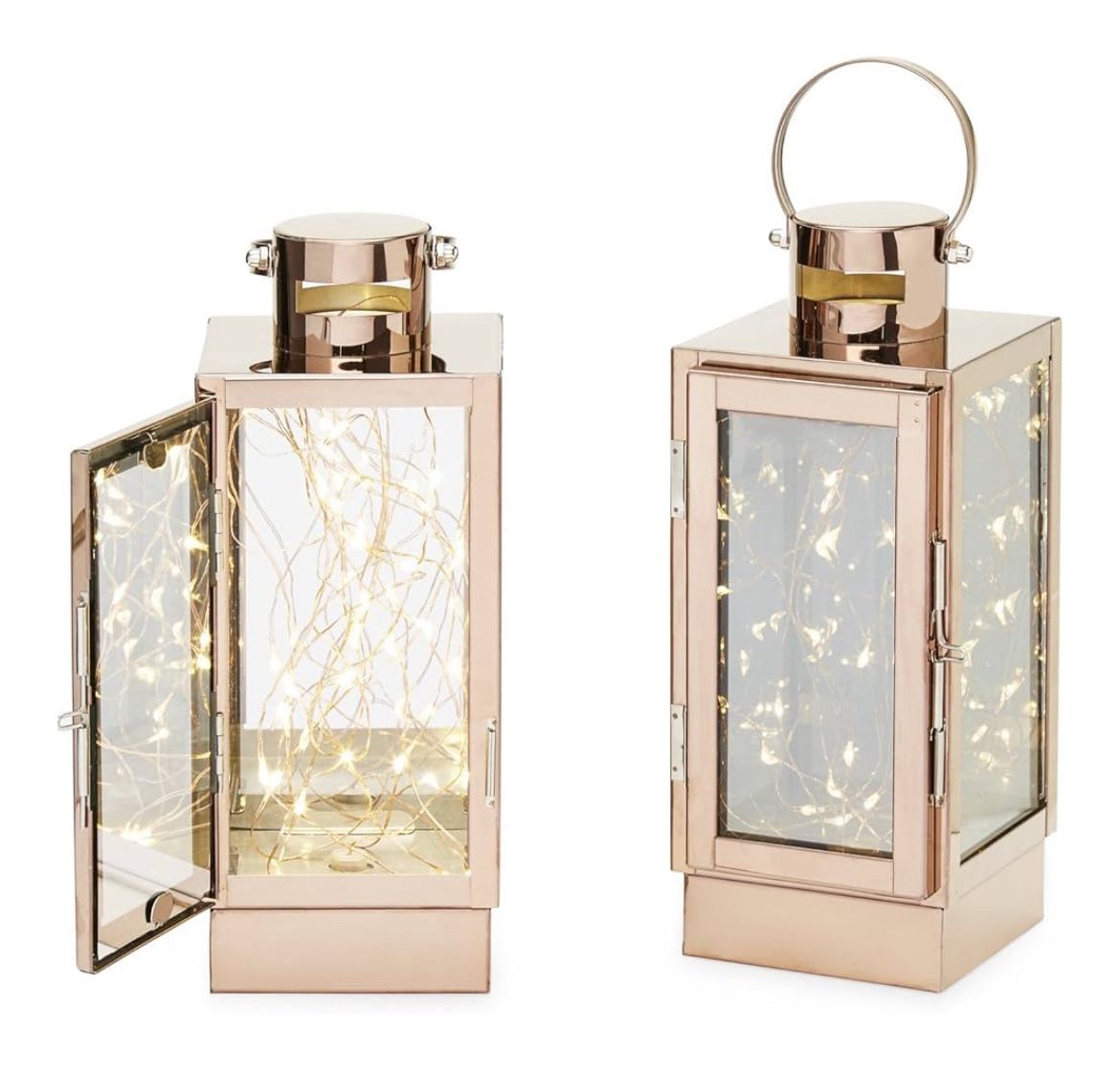 LampLust Rose Gold Decorative Lanterns - Set Of 2