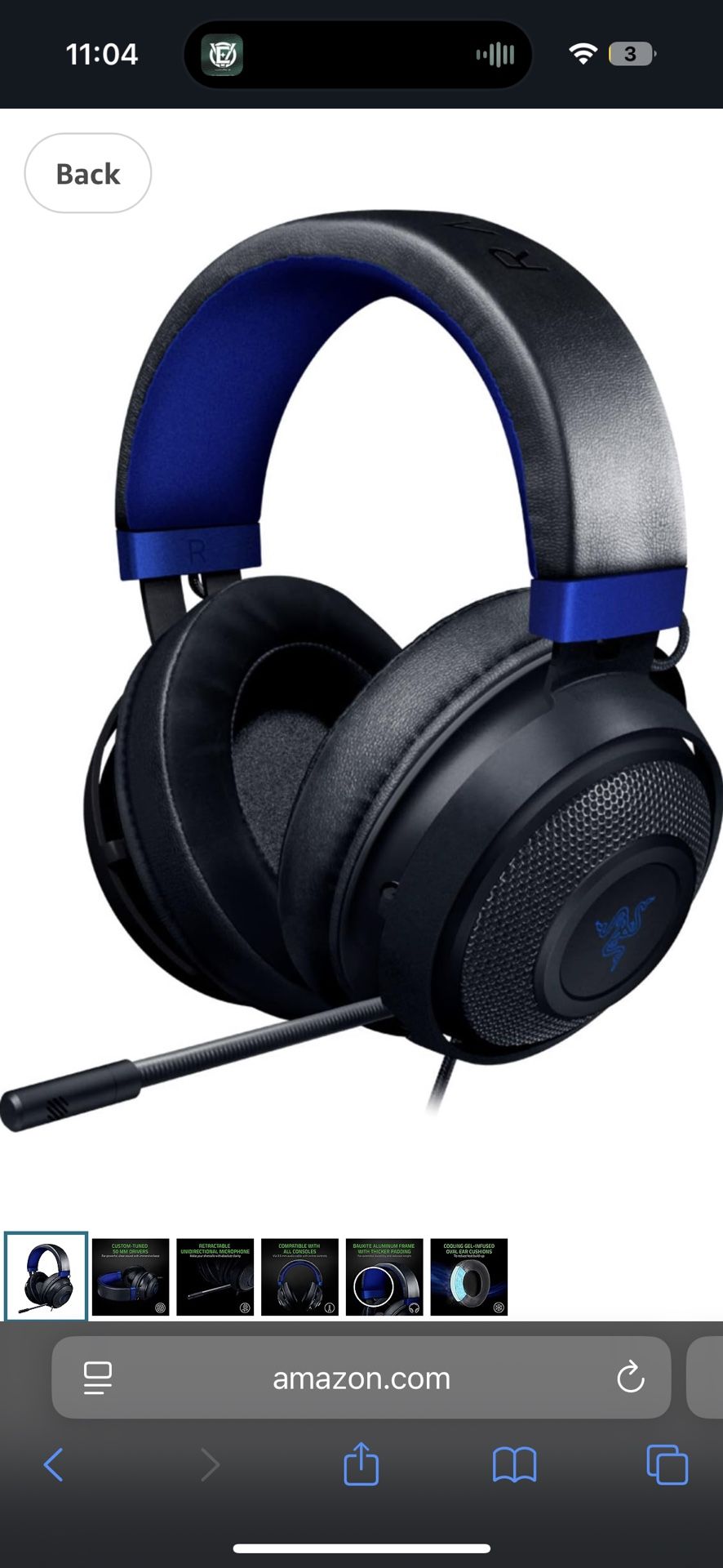 Razer Kraken Gaming Headset: Lightweight Aluminum Frame - Retractable Noise Isolating Microphone