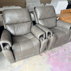 Two Reclainer Chairs Electric Lumbar 