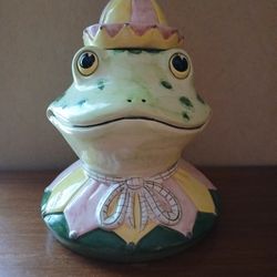 Ceramic Clown Frog Cookie Jar 