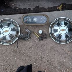 *NAME YOUR PRICE!!! - OFFERS ACCEPTED OR ALL for $40!!!* VINTAGE CHEVY AND FORD AUTO PARTS 1 FORD FUEL PUMP 2 CHEVY RIMS 1 CHEVY SPEEDOMETER. 