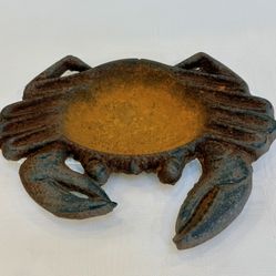 Vintage Cast Iron Crab Ashtray Key Soap Dish Nautical Decor Heavy Duty