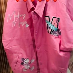 Pink Mickey Lettermen Jacket 